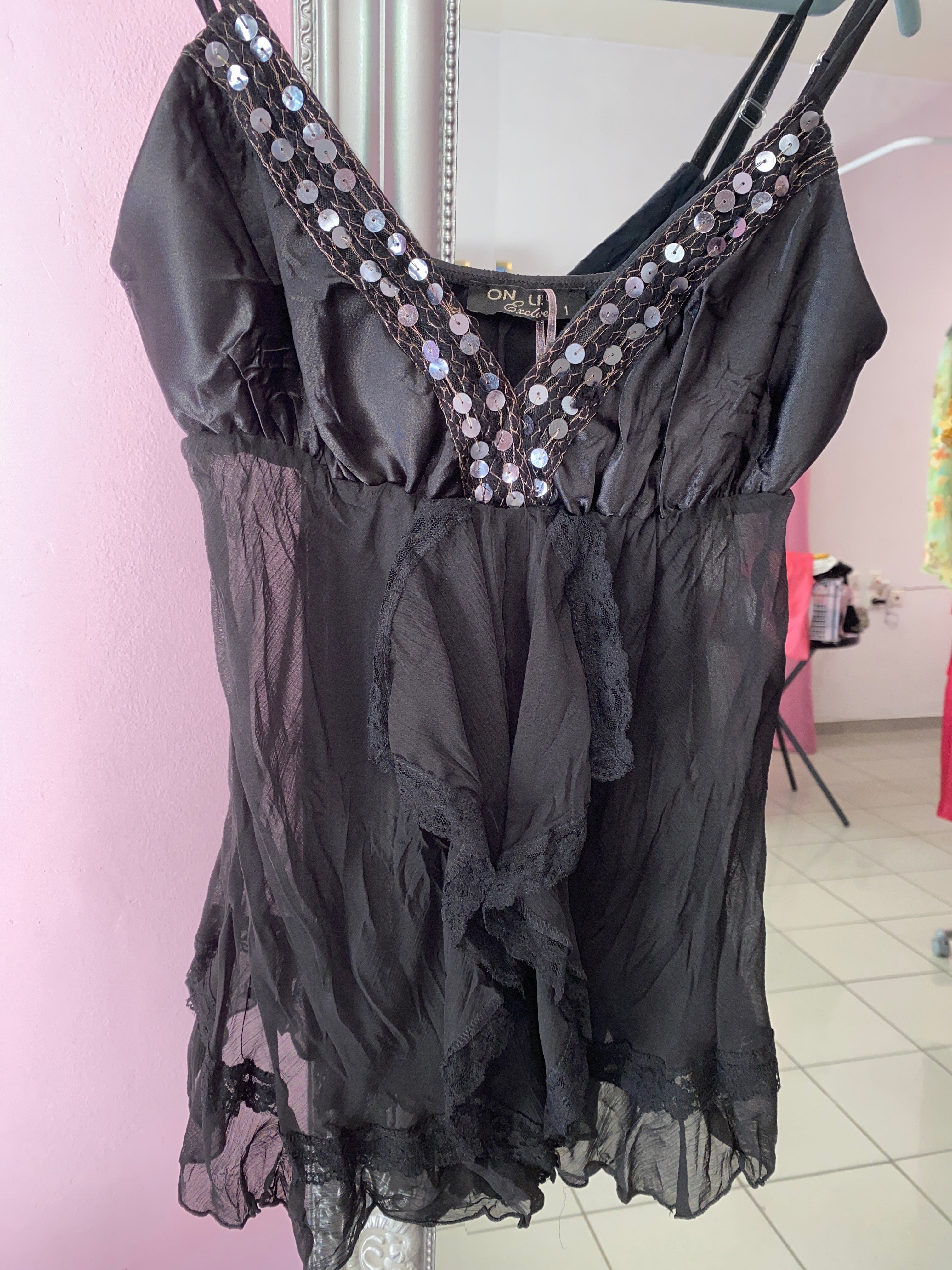 Black y2k fairy cami top