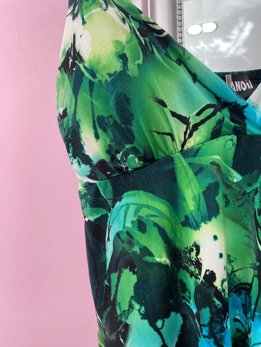 Green tropical cami top