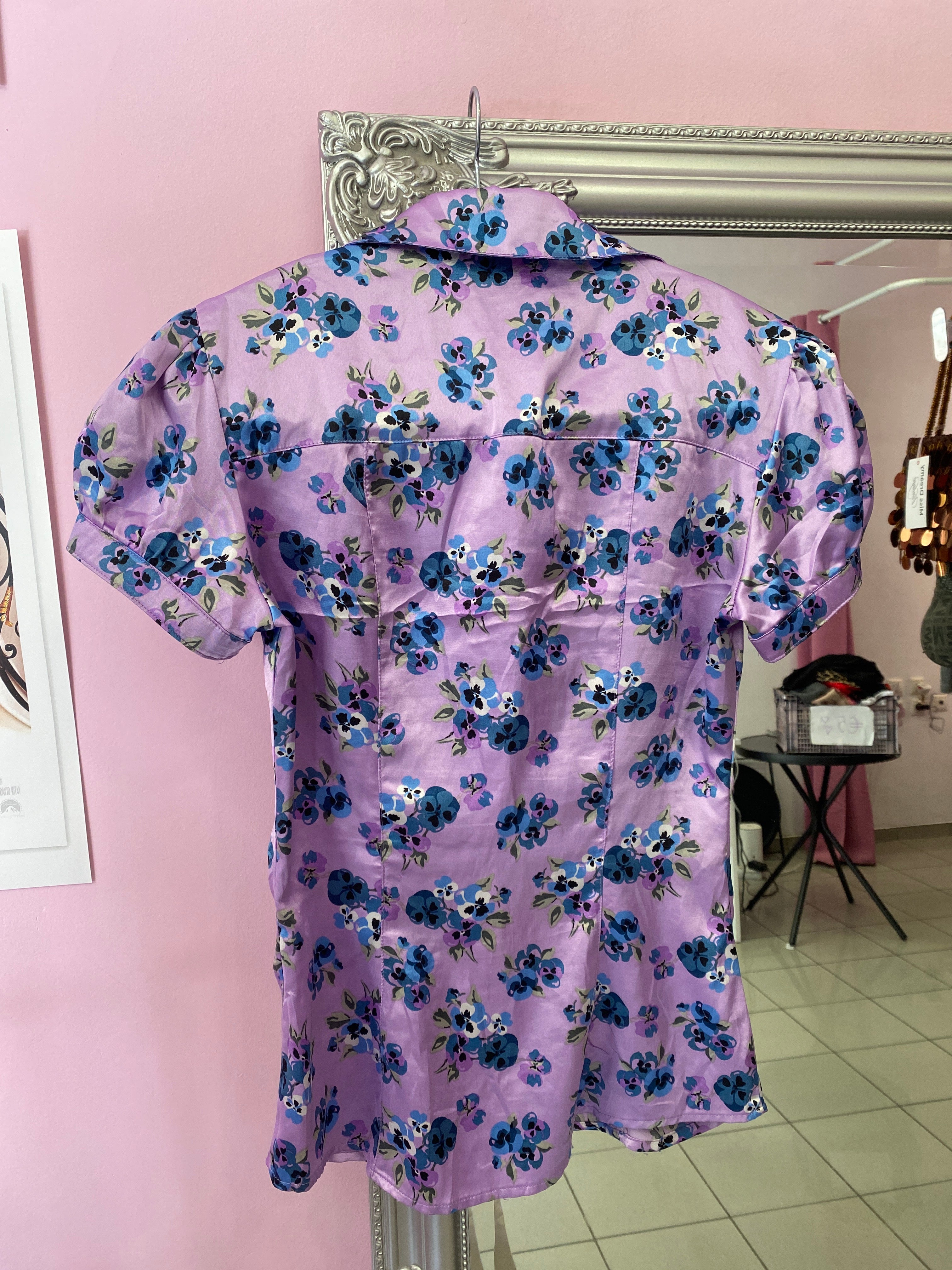 2000s lilac satin blouse