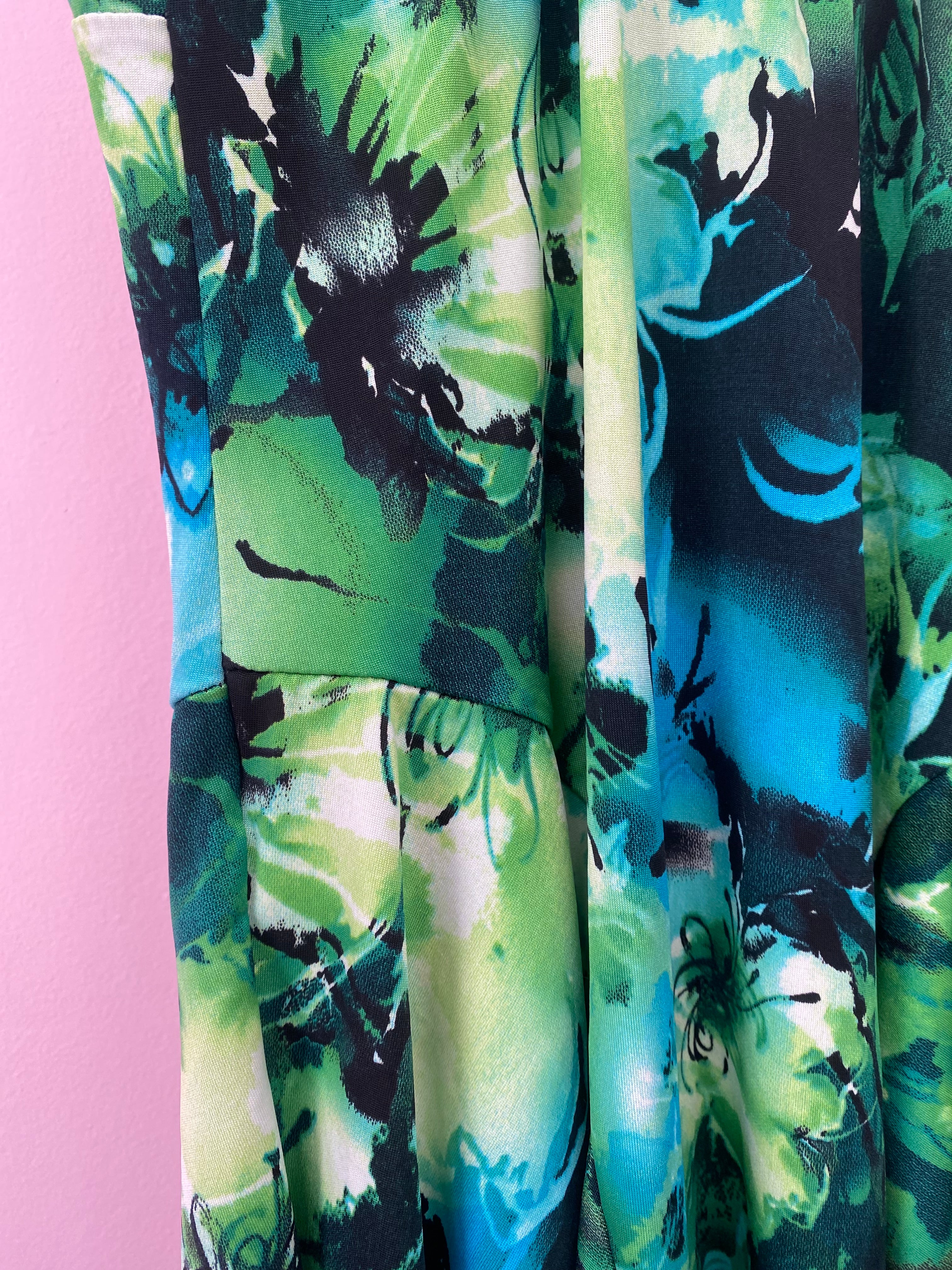 Green tropical cami top