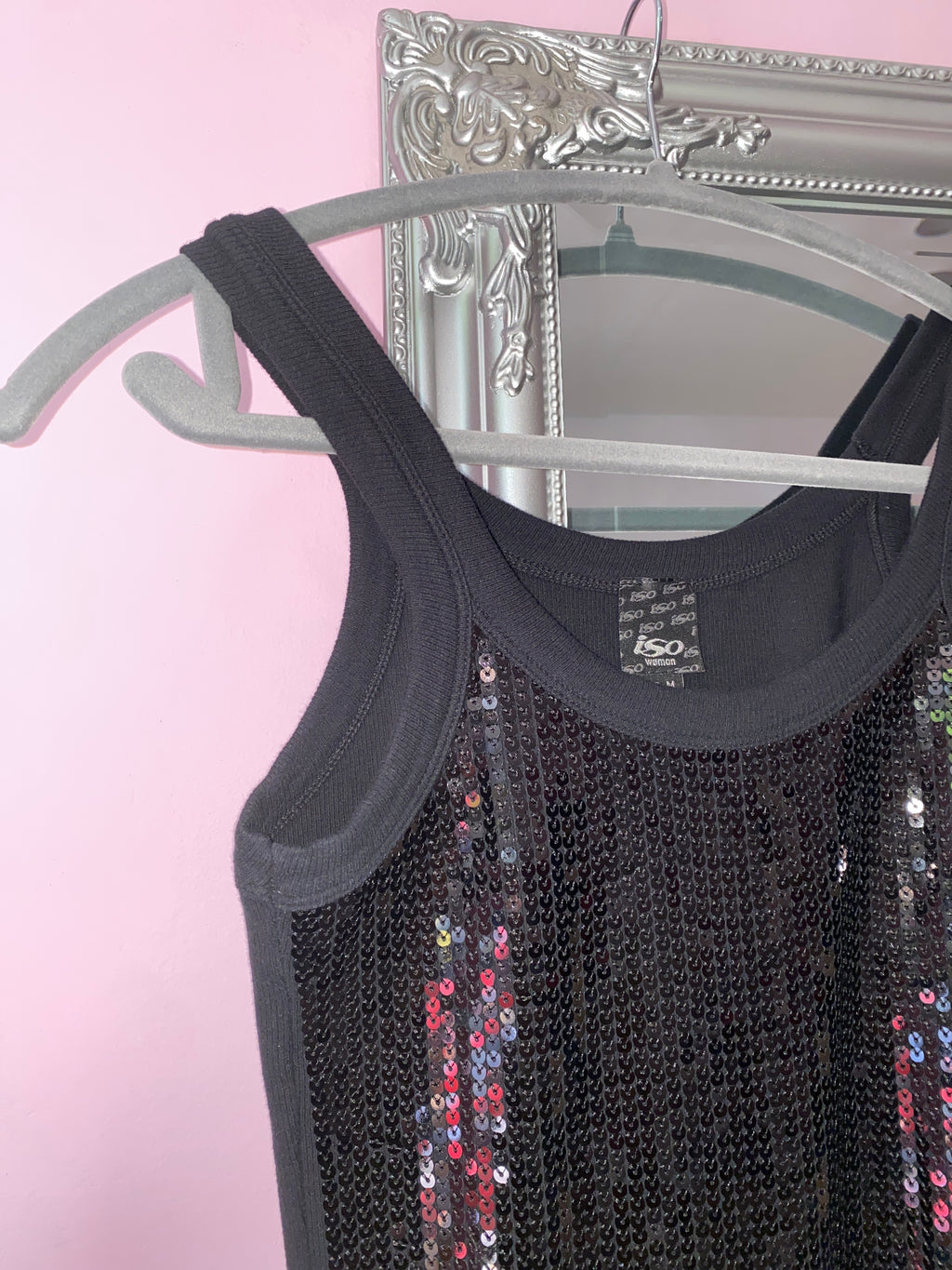 Black sequin tank