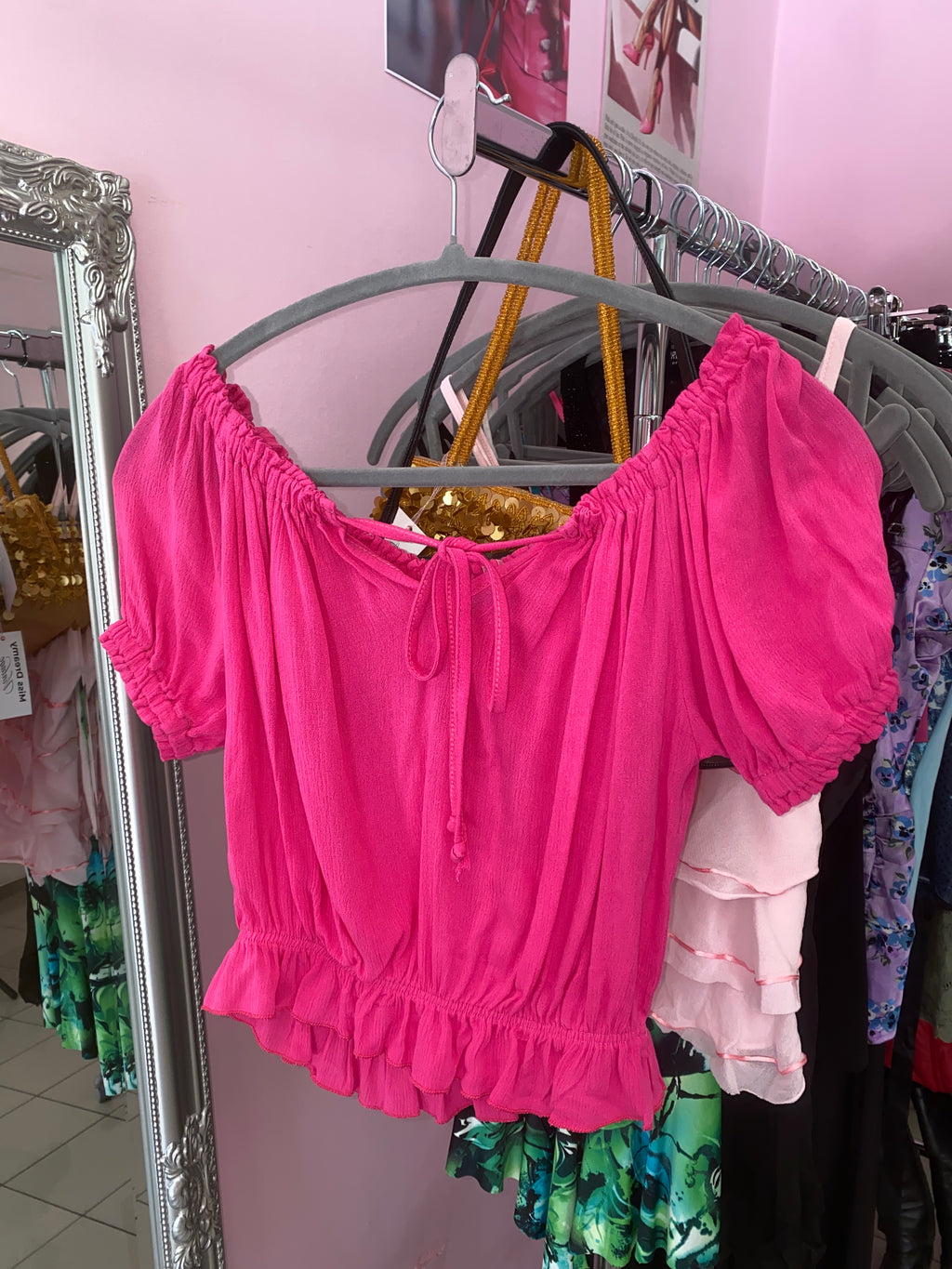 Hot pink barbie crop top