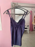 Blue cami top with pink polkadot