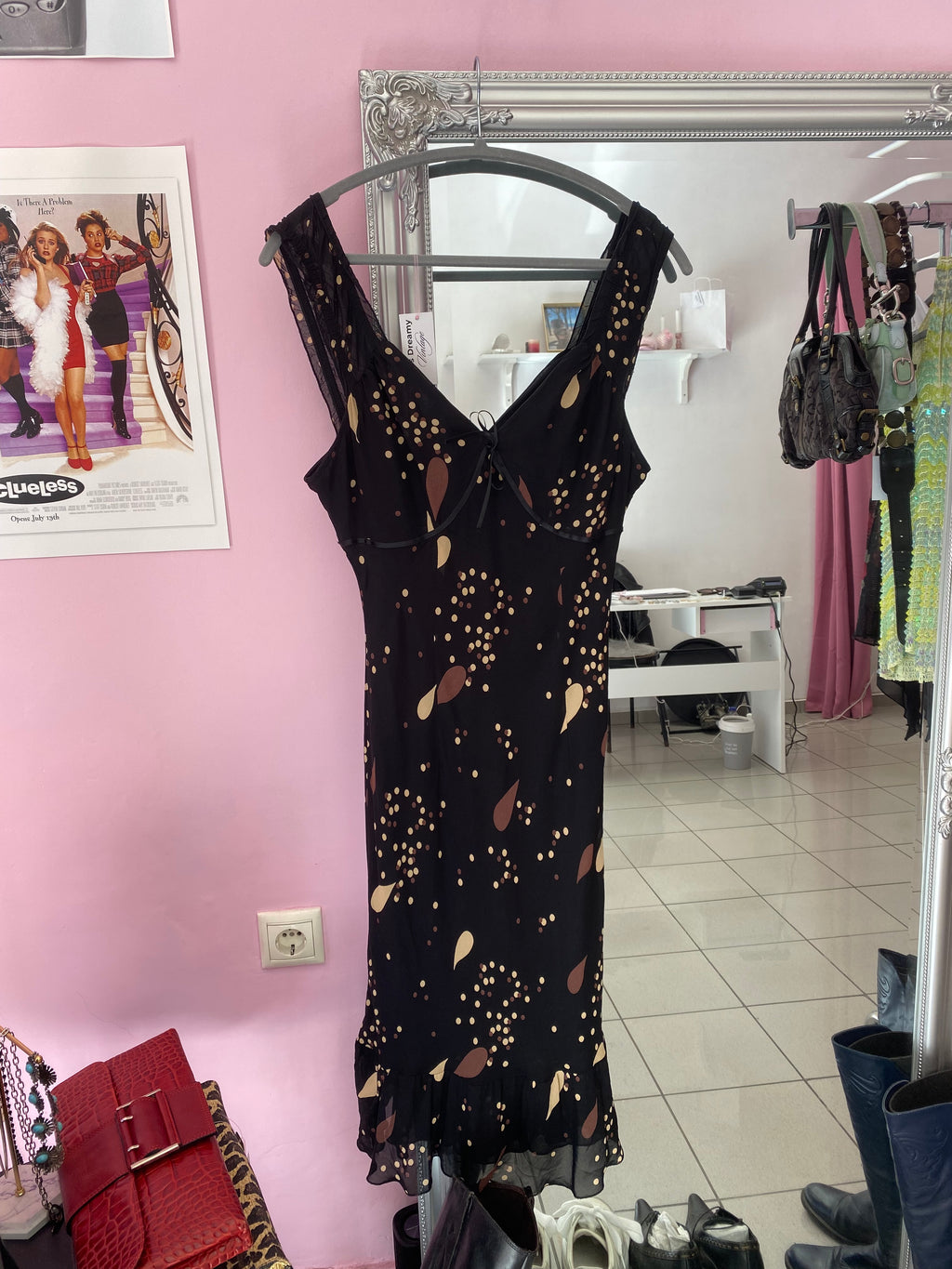 Vintage black floral dress