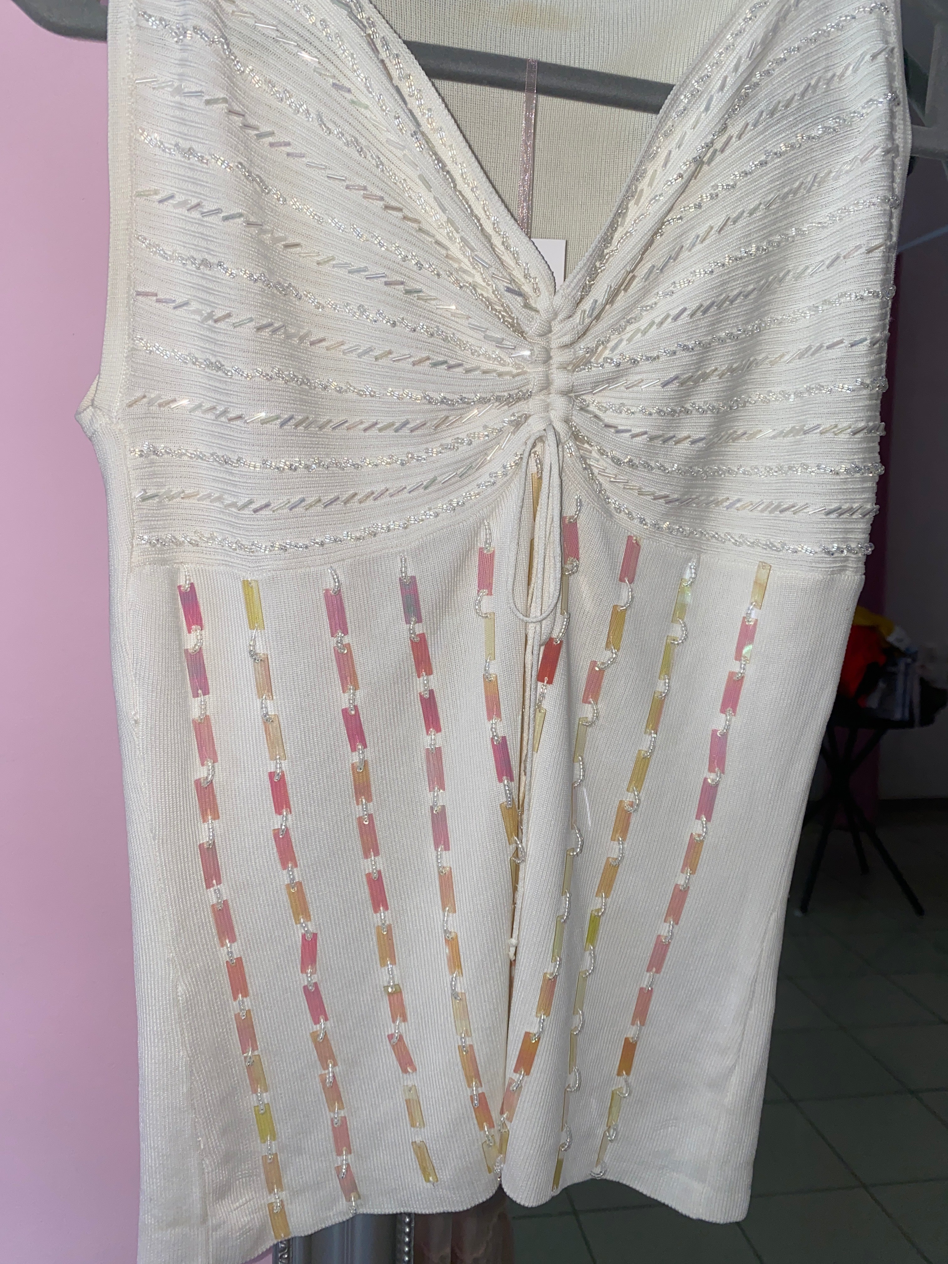 Beaded white top