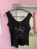 Black tank top with rhinestones