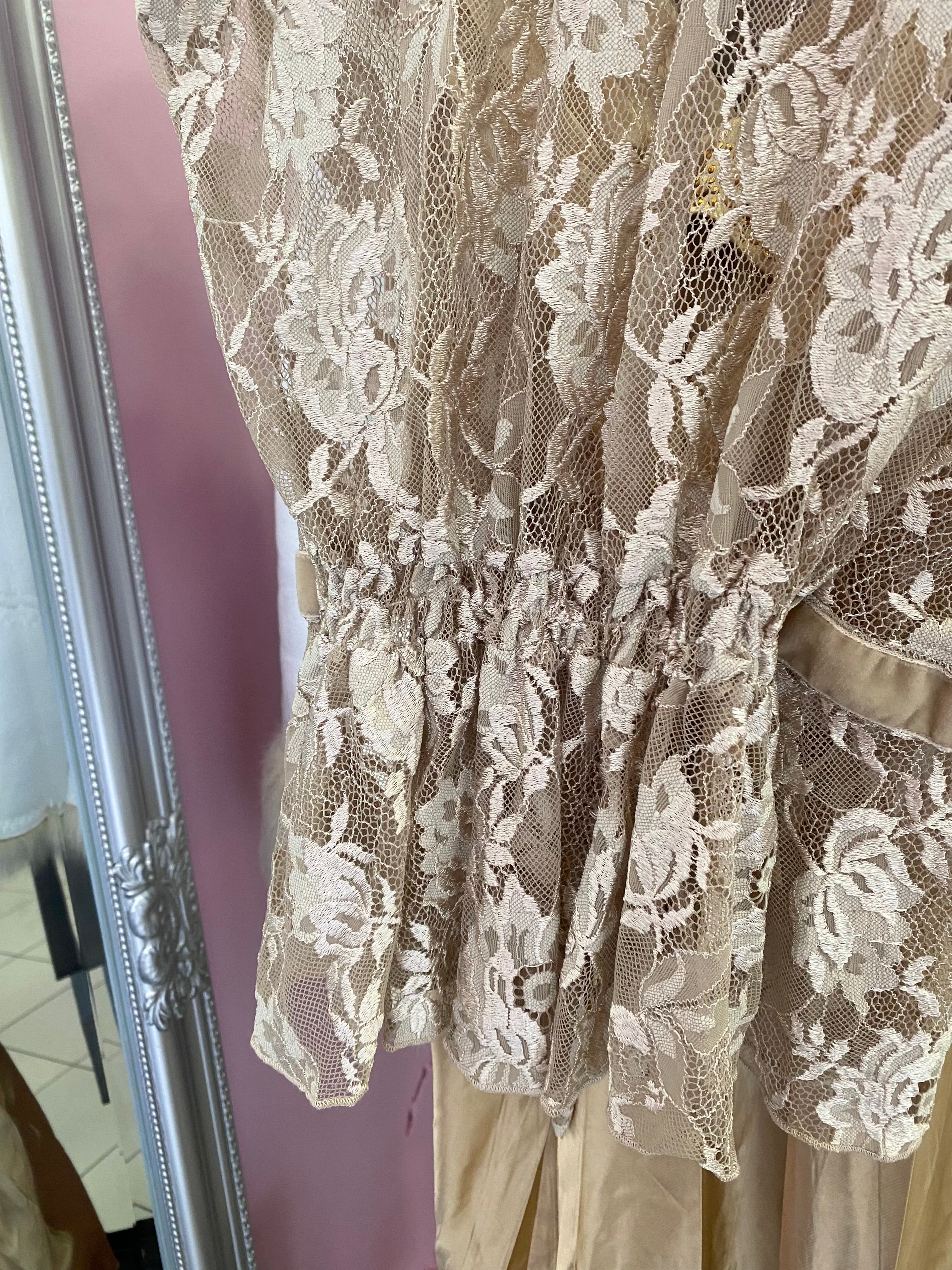 Beige lace cover up top