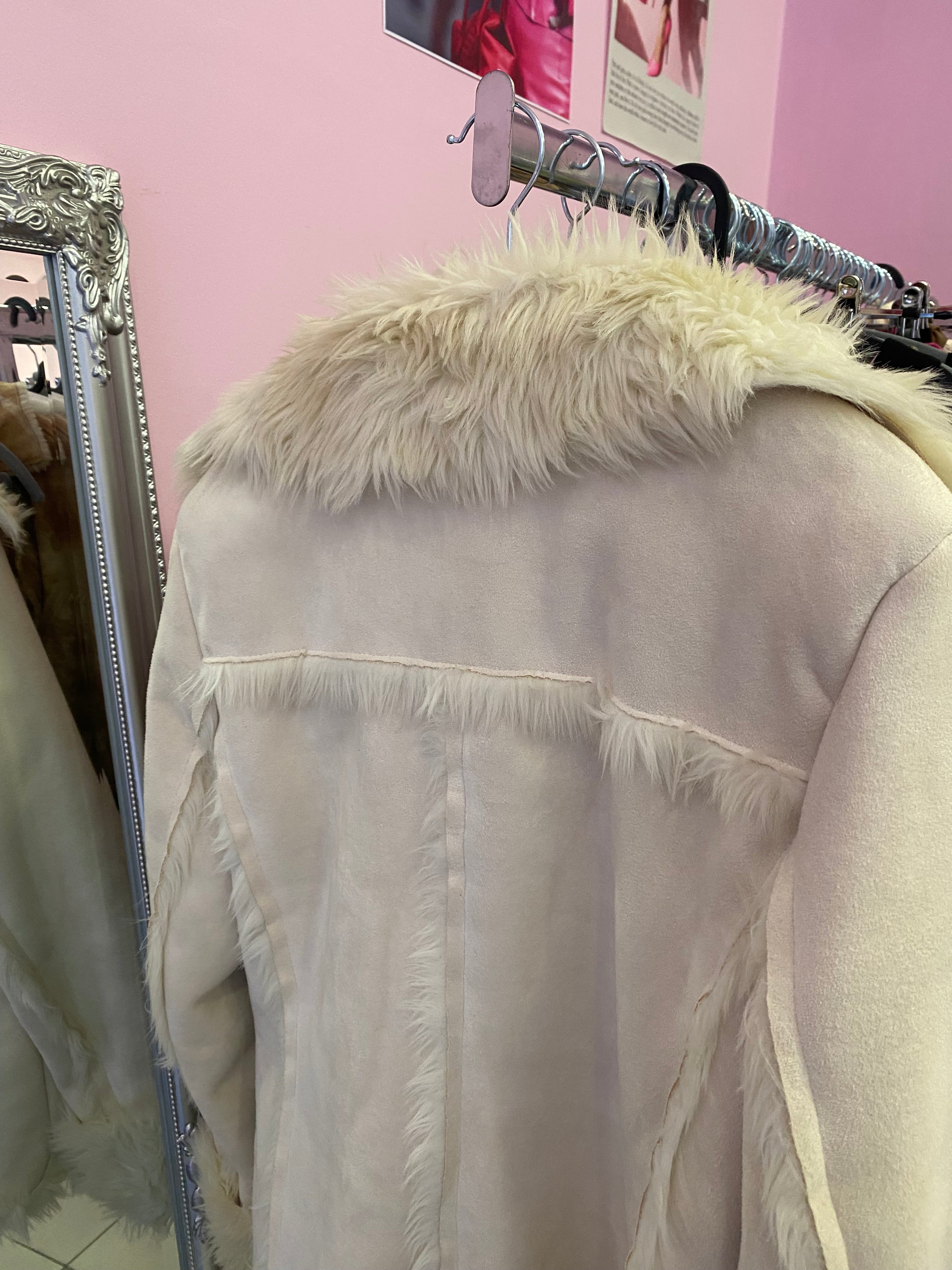 White faux fur jacket