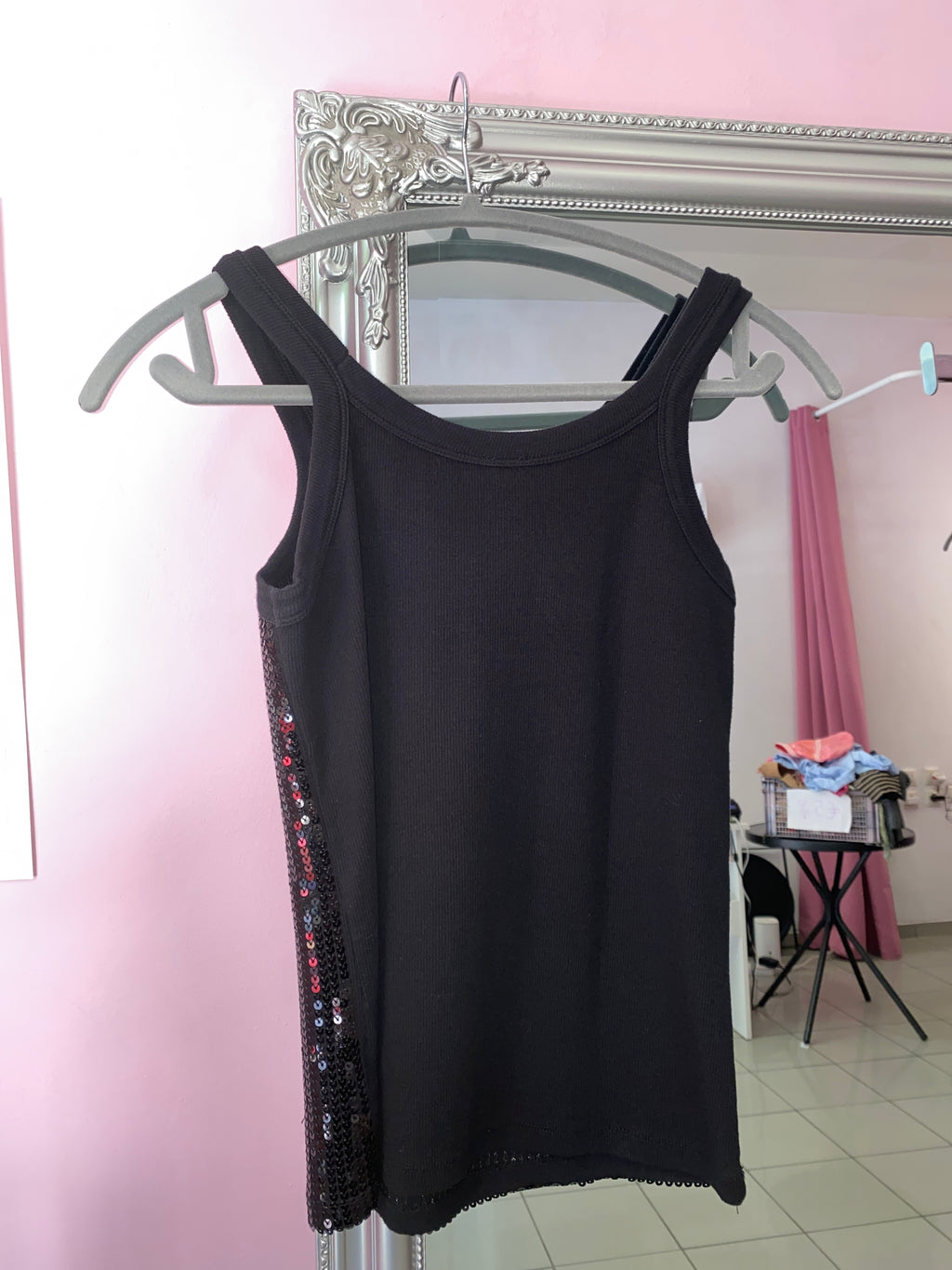 Black sequin tank