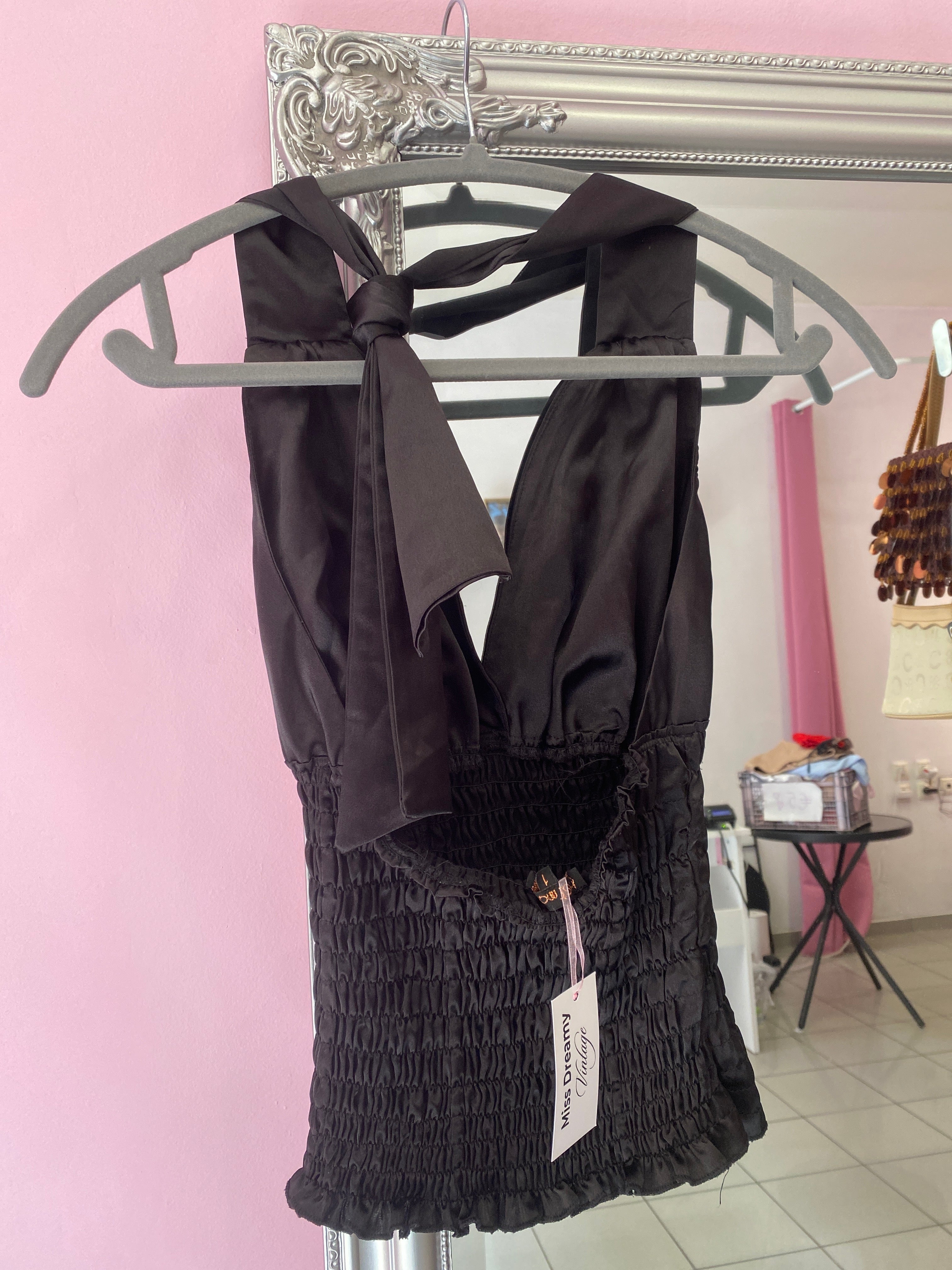 Satin halter top with sequins