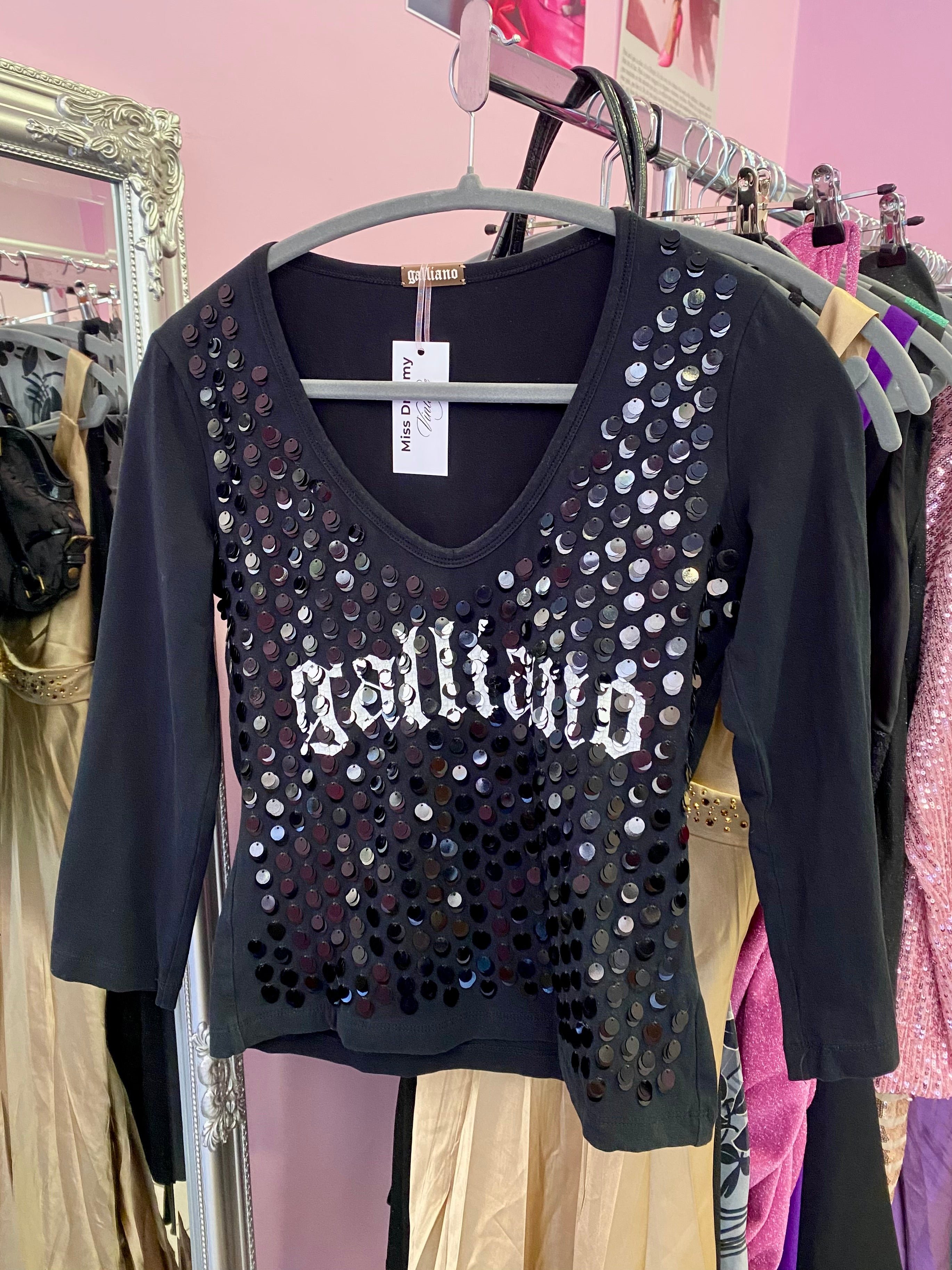 Galliano sequin long sleeve top