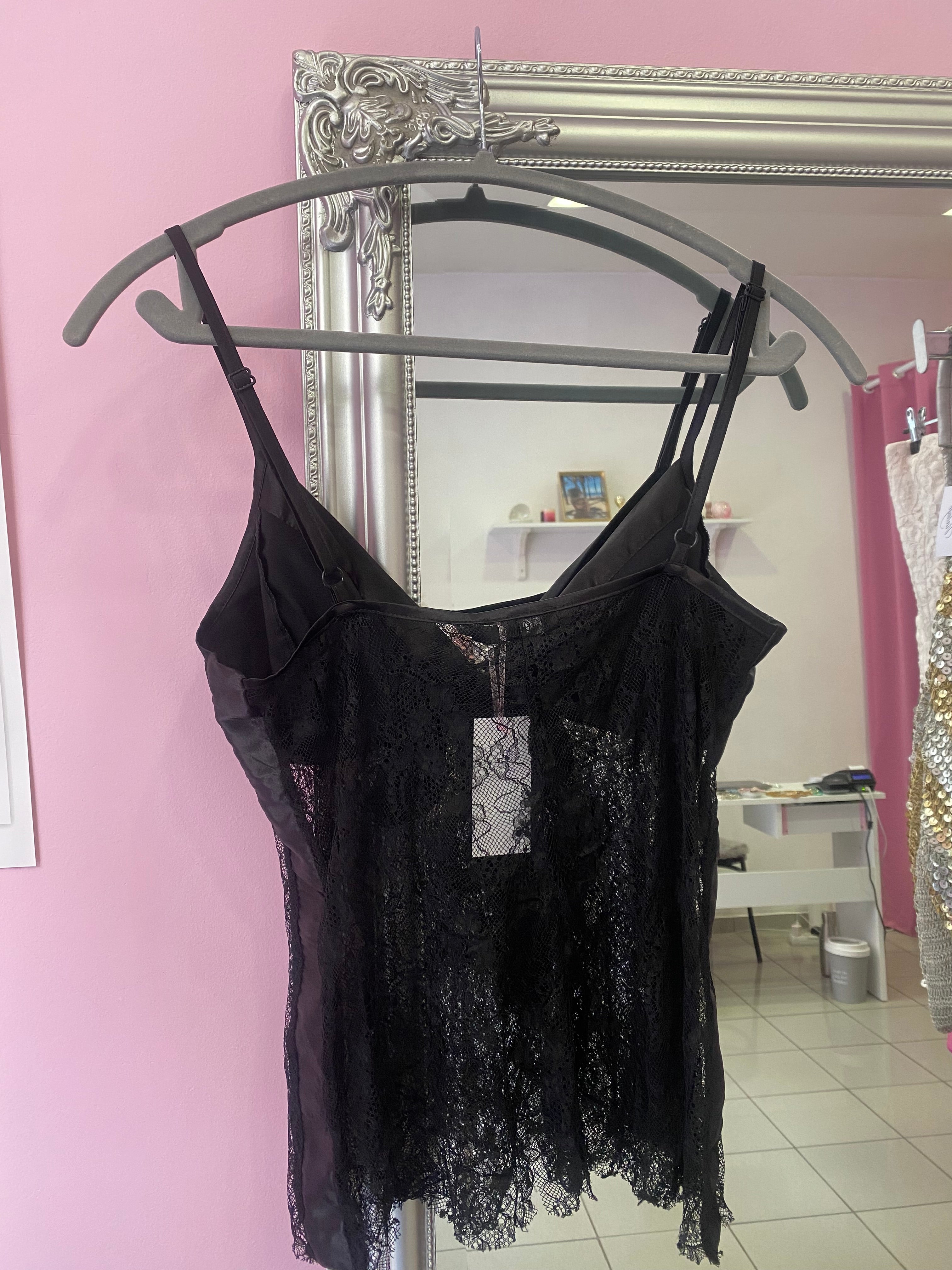 Black lace cami top