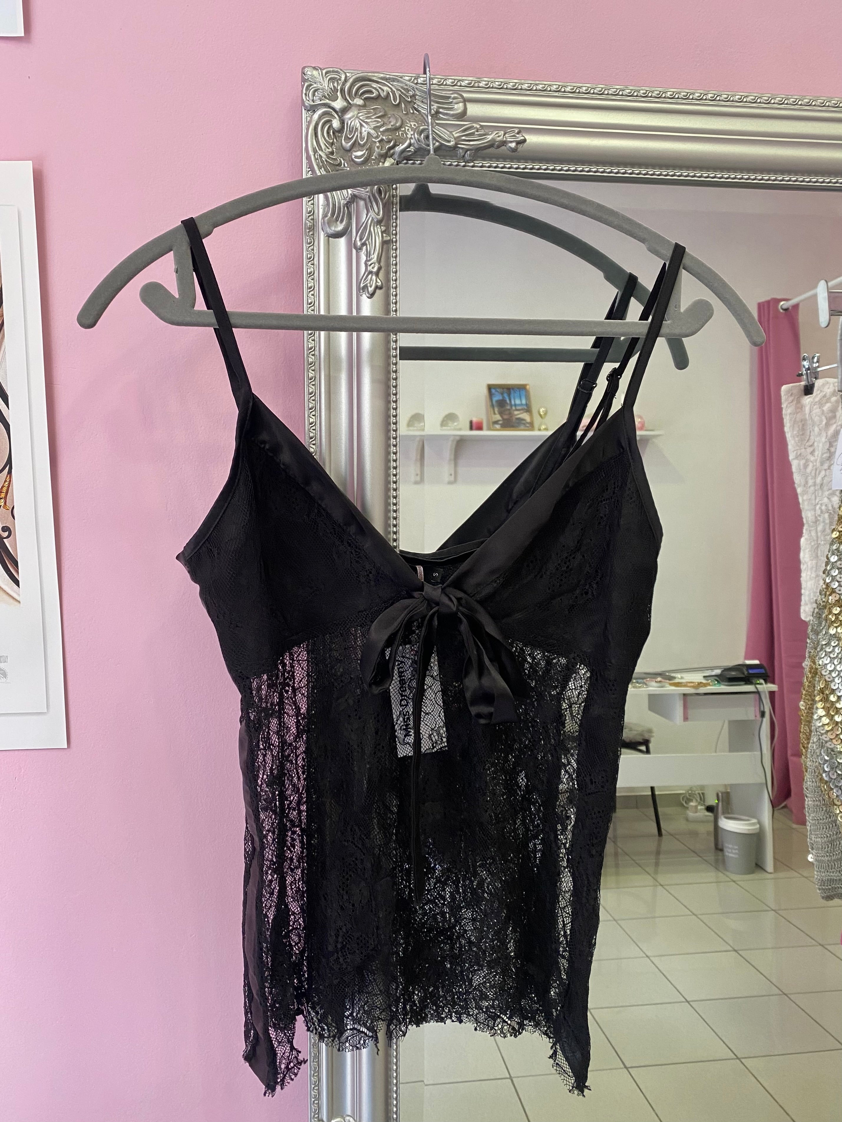 Black lace cami top