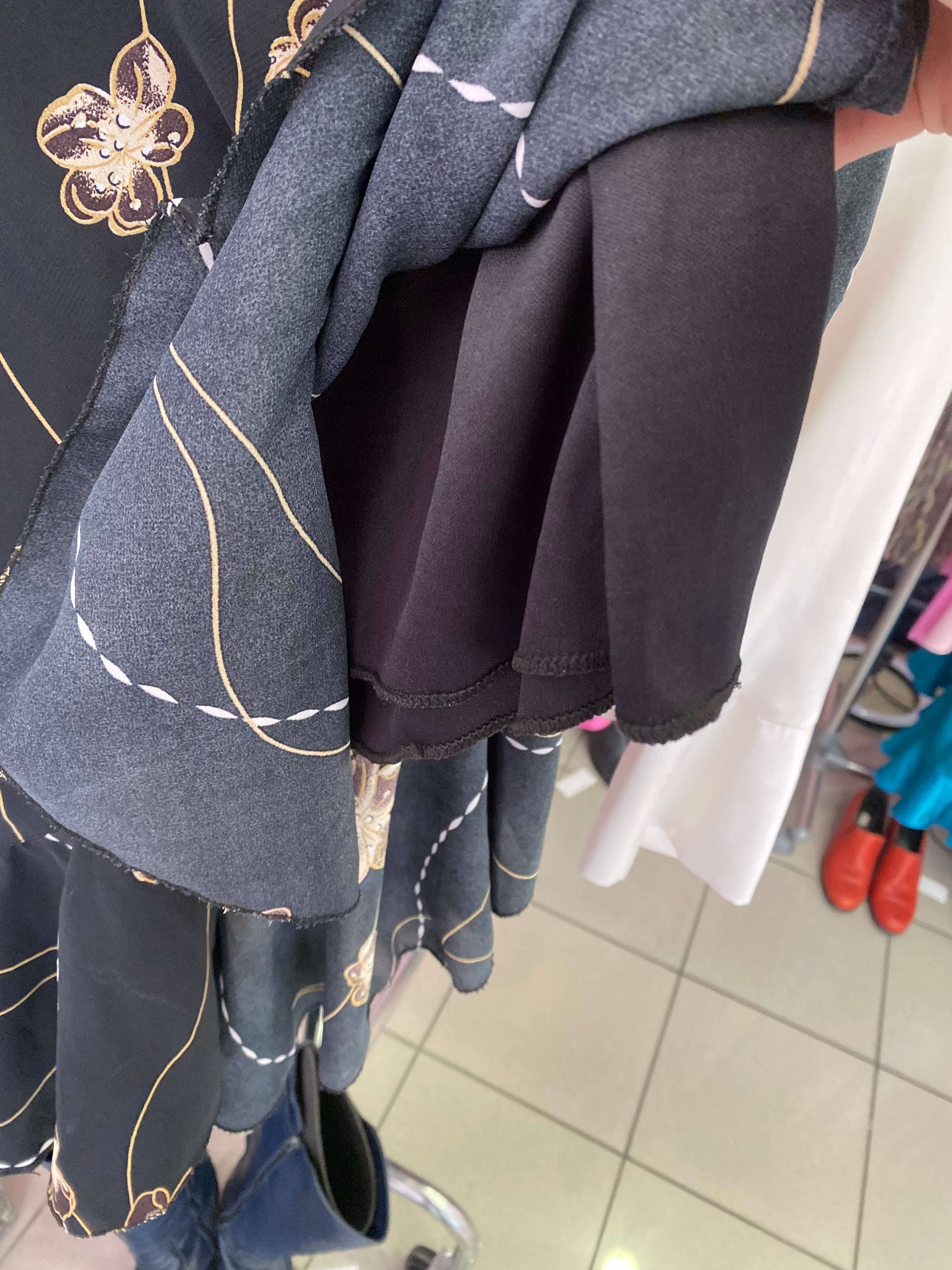 Black floral midi skirt