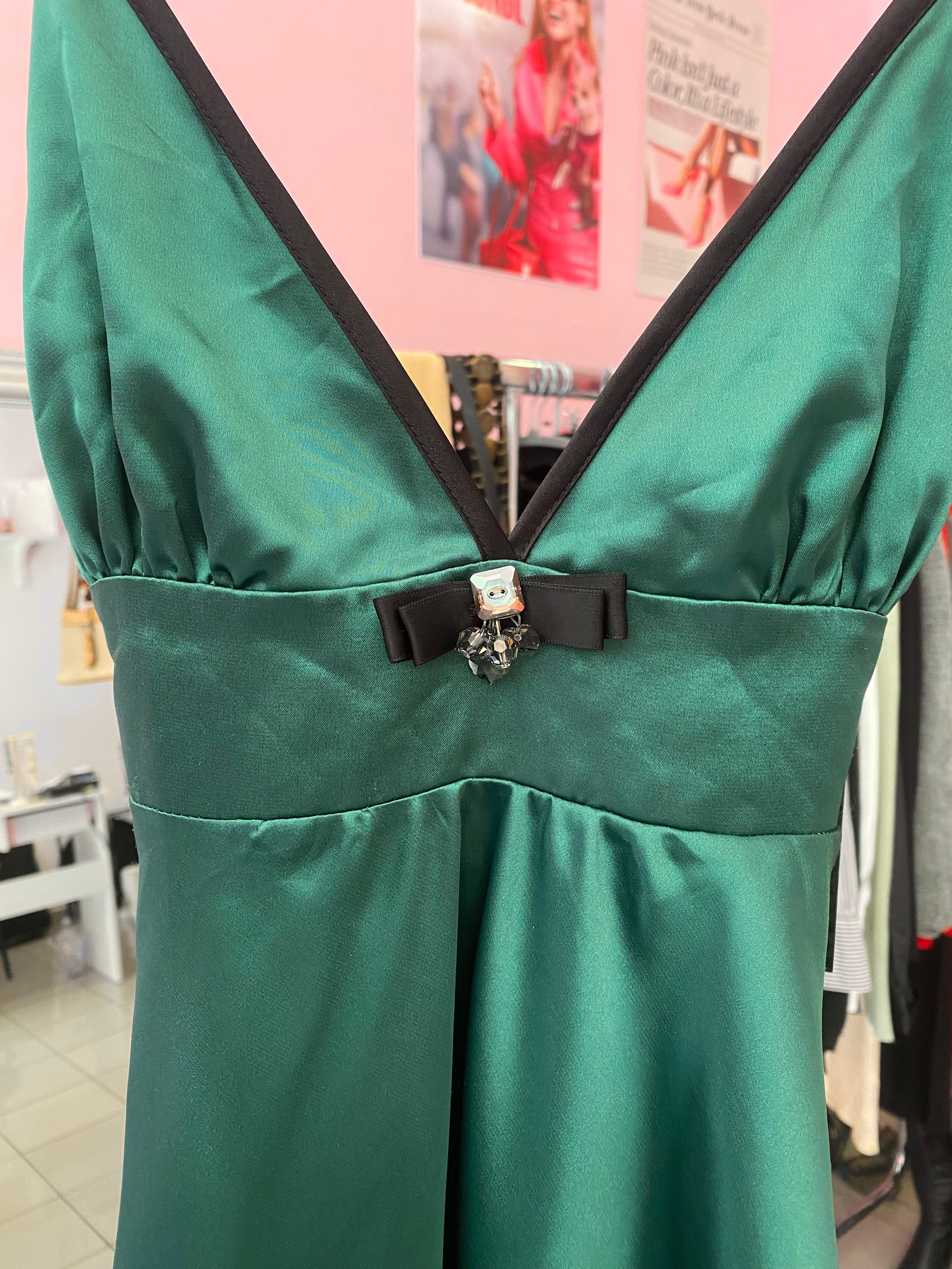Satin green cami top