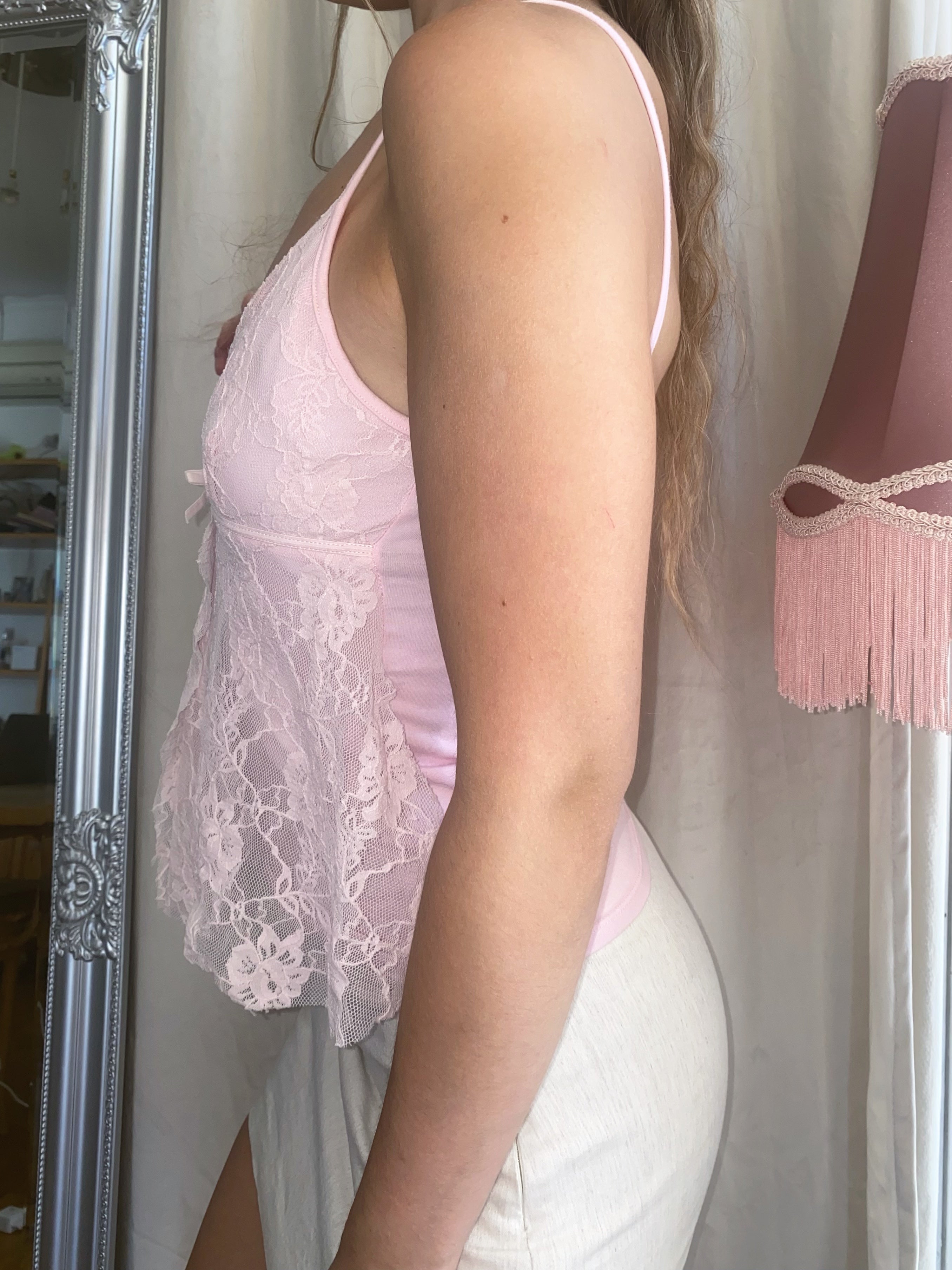 2000s baby pink cami top