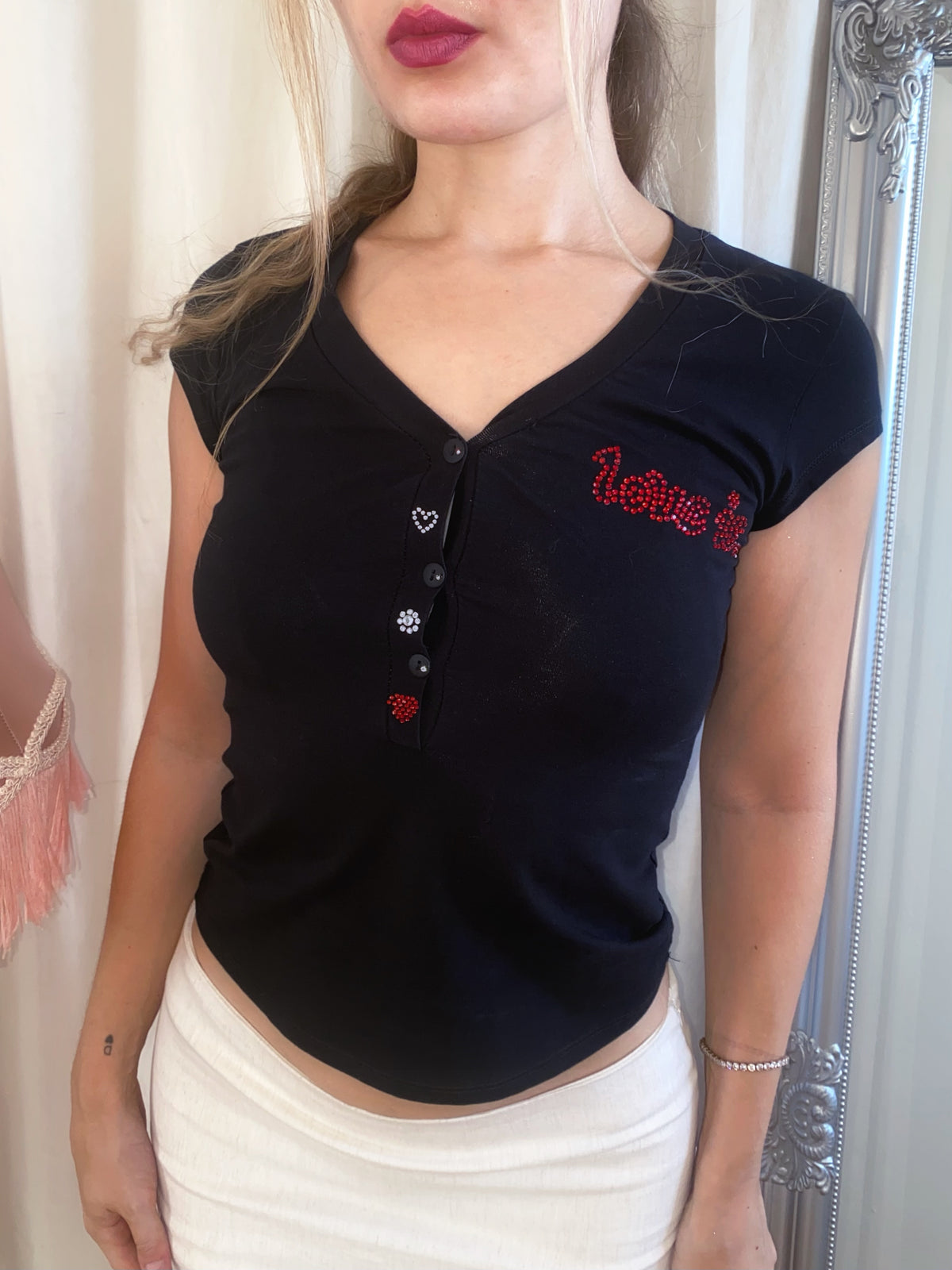 Vintage 2000s Heart Sparkle Tee
