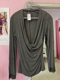 Grey long sleeve cowl top