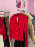 Red cowl neck long sleeve top