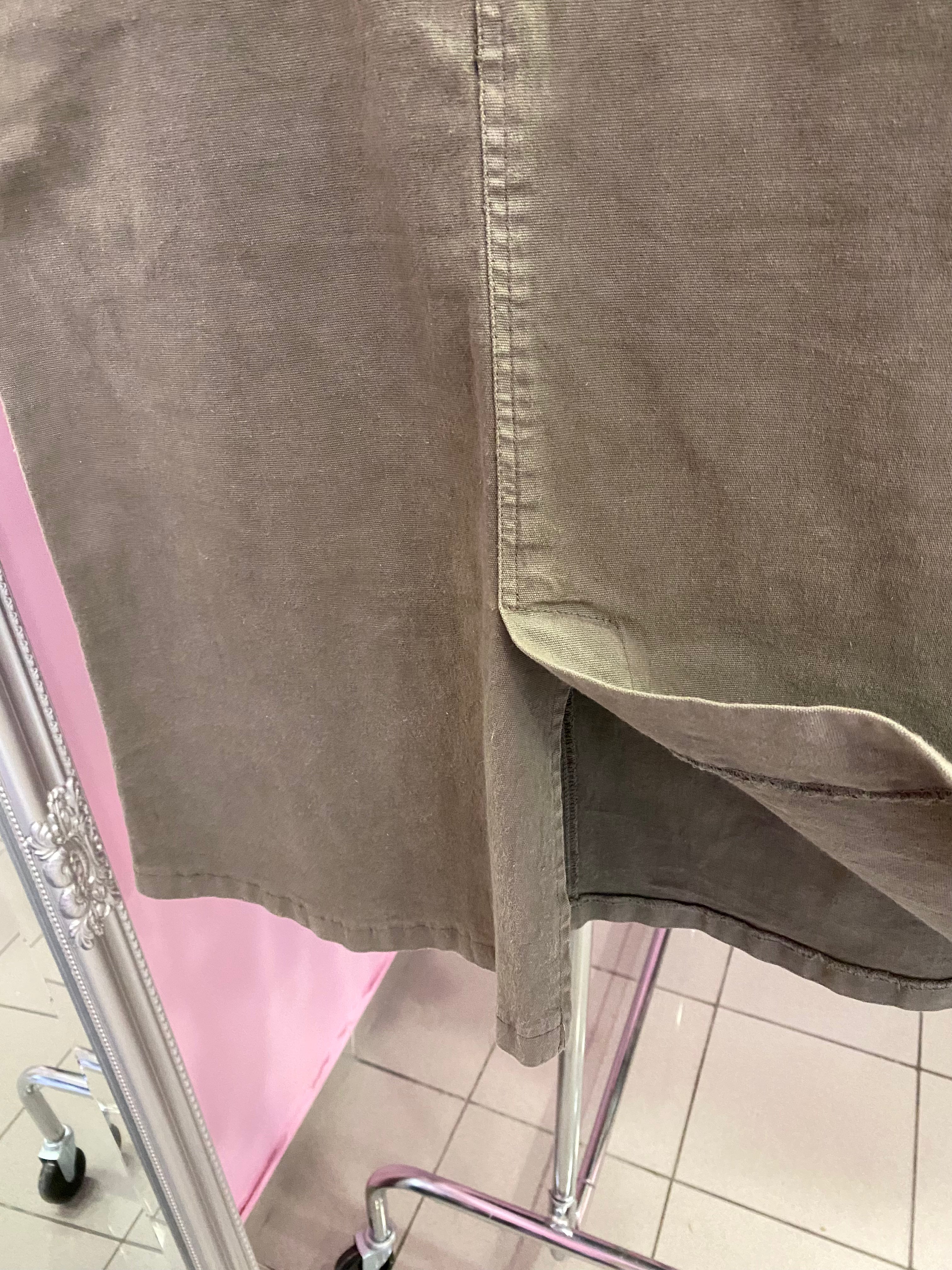 Khaki midi jeans skirt