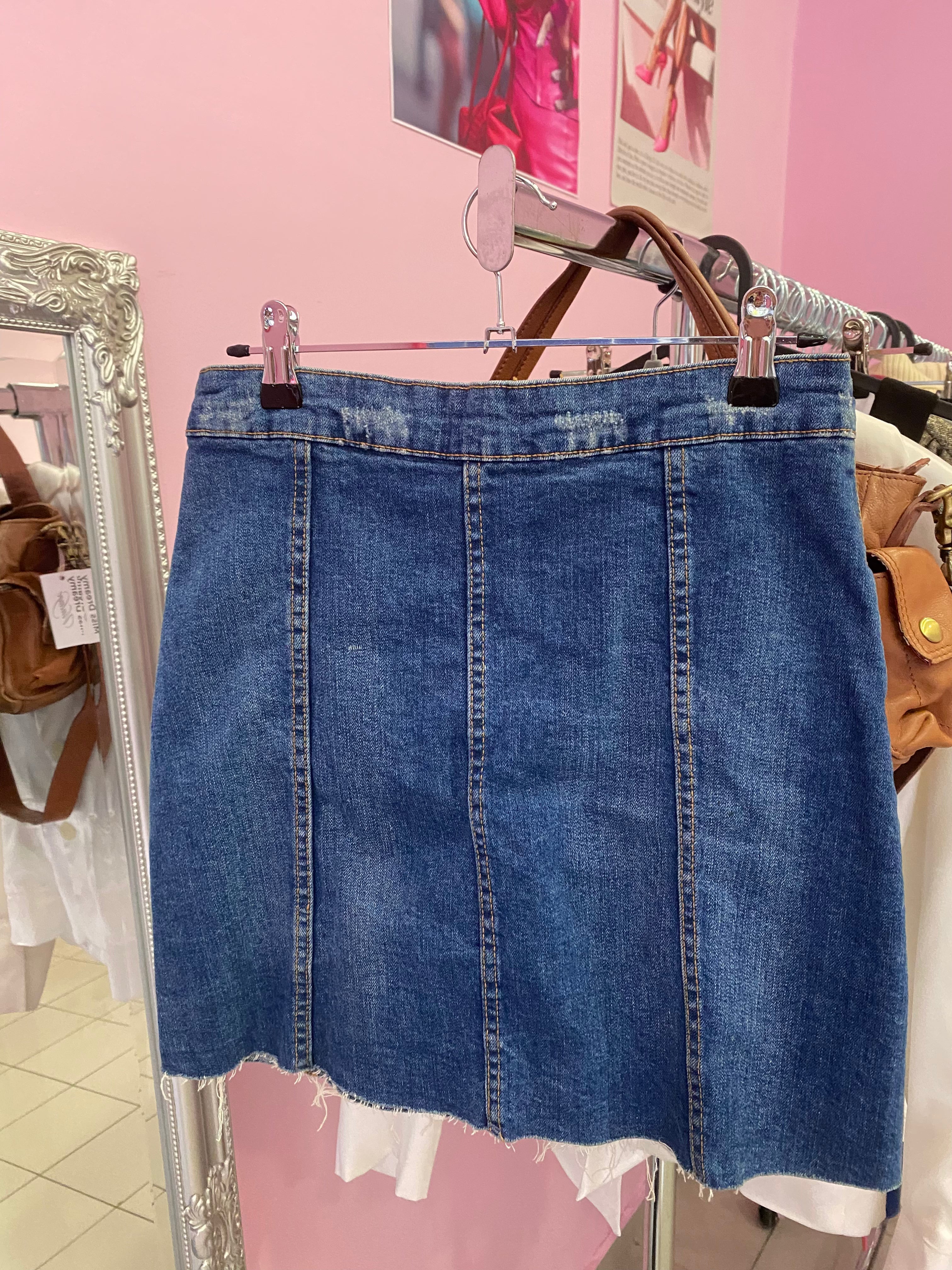 Button down denim skirt