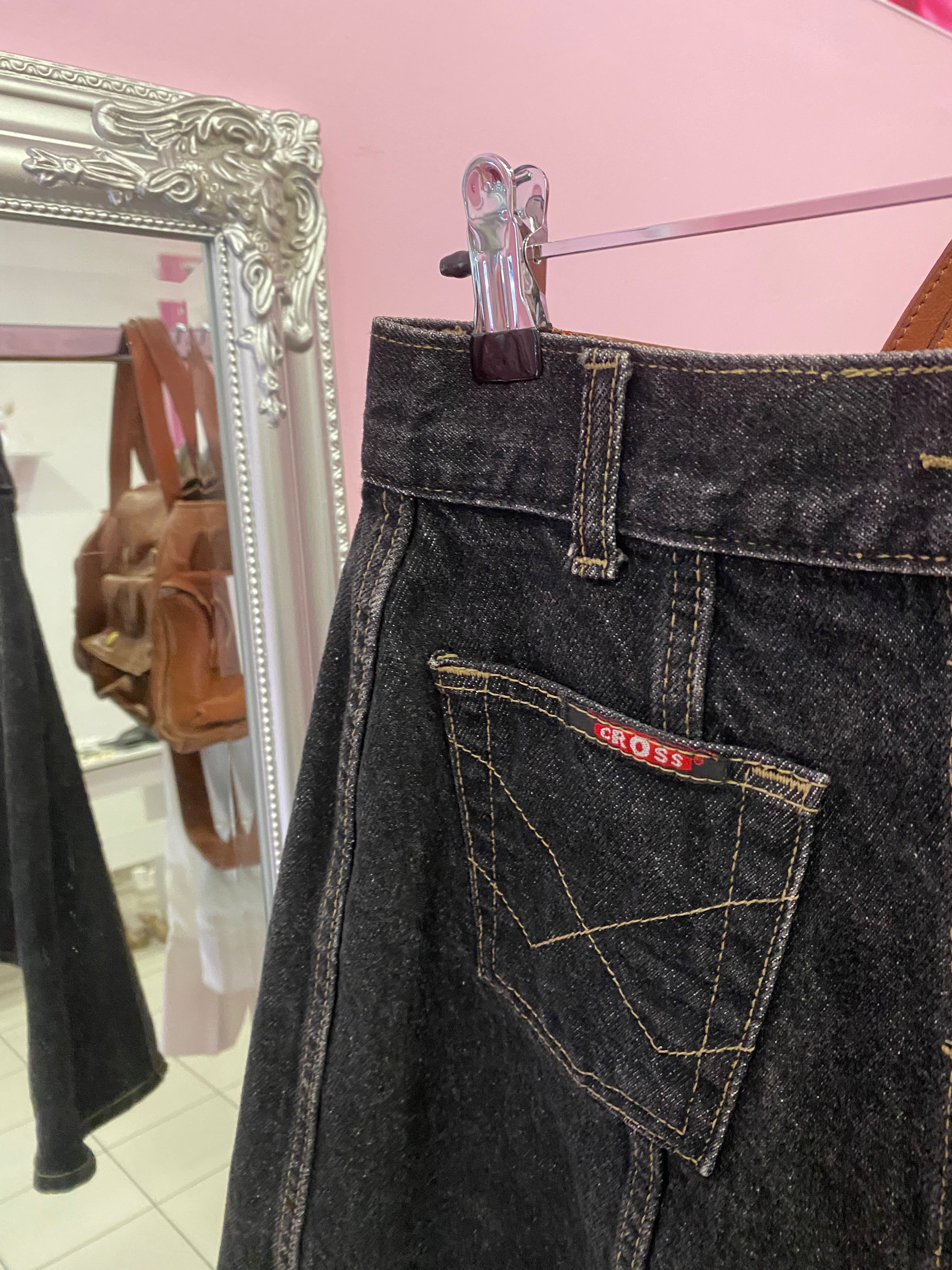 Button down denim skirt