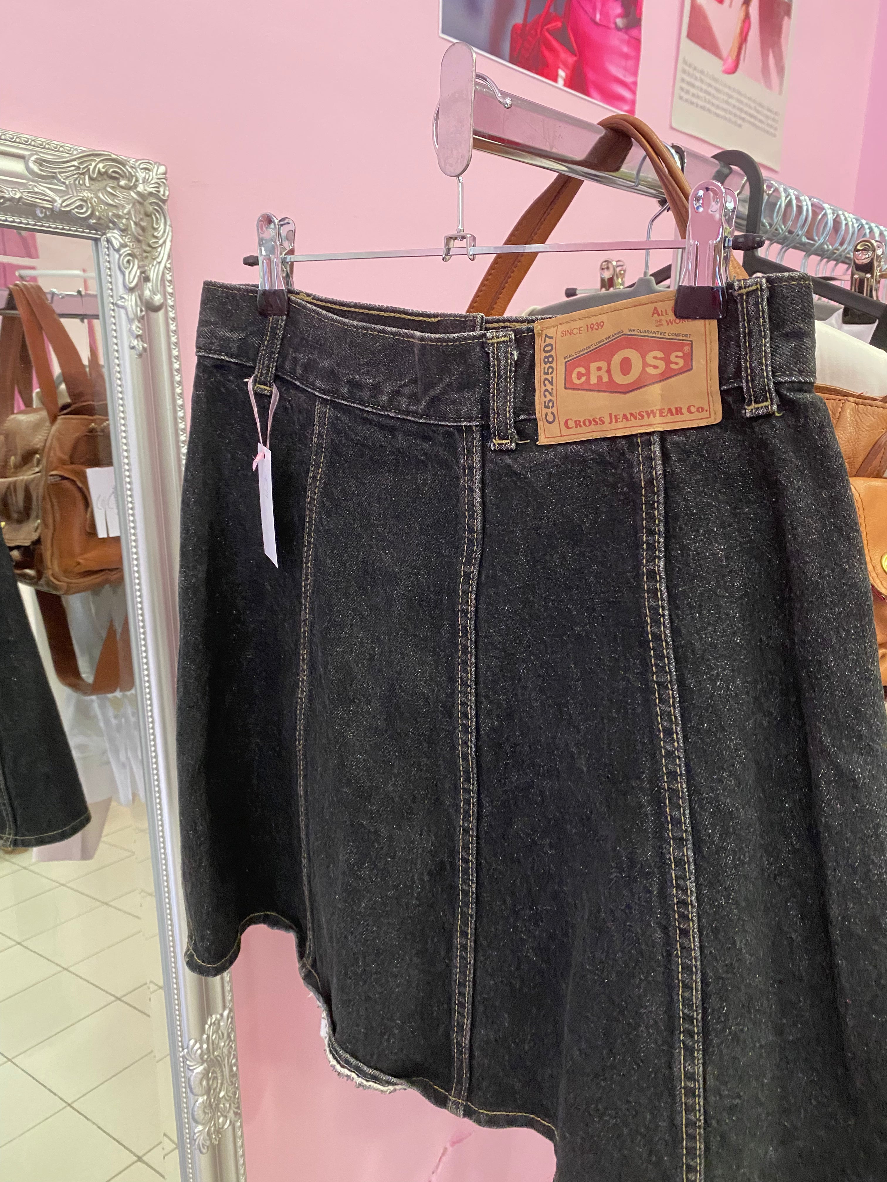 Button down denim skirt