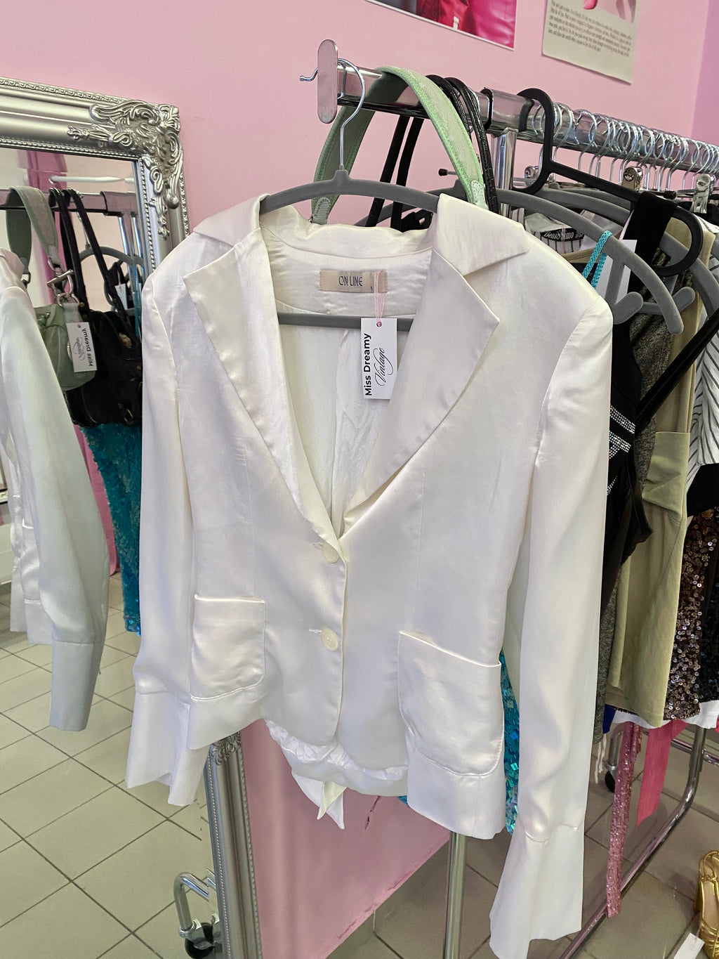 White satin blazer