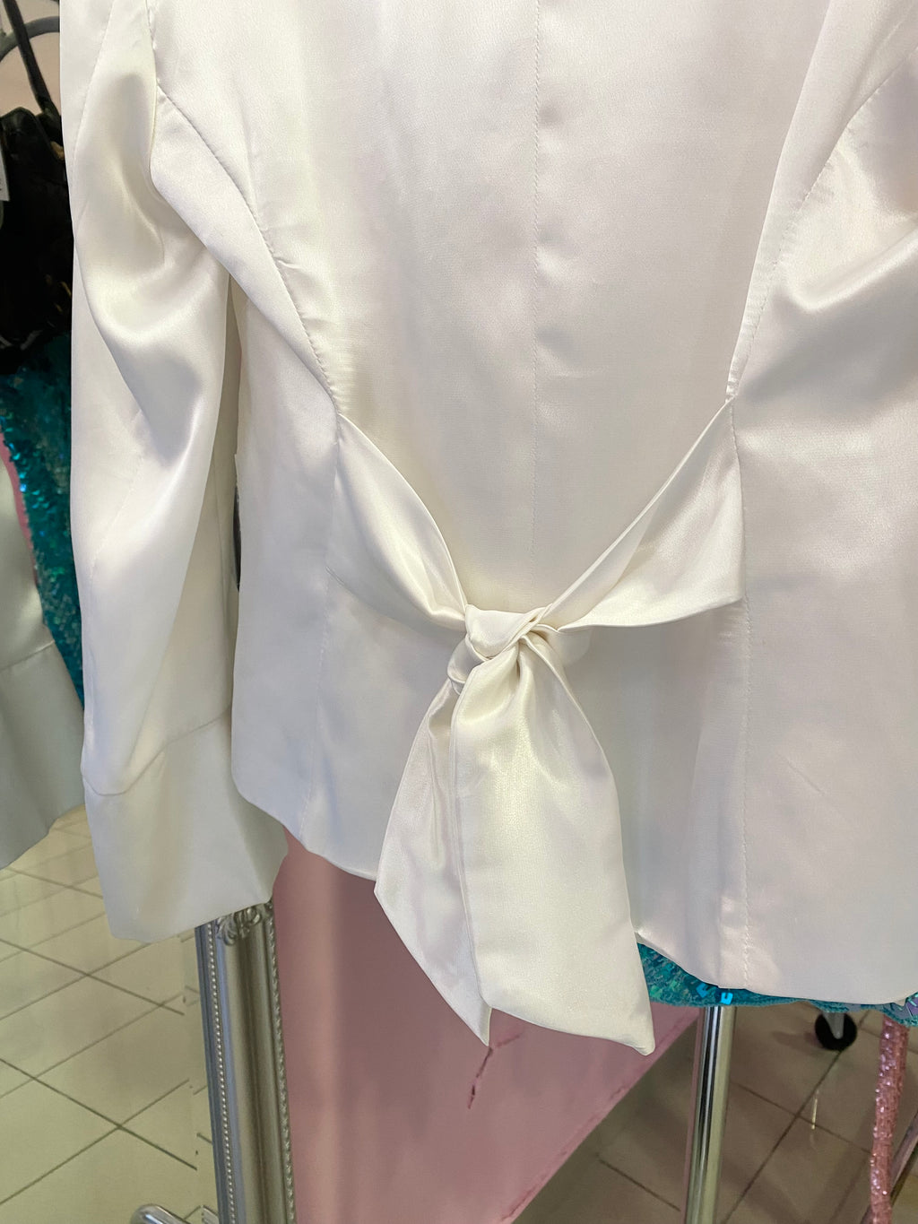 White satin blazer