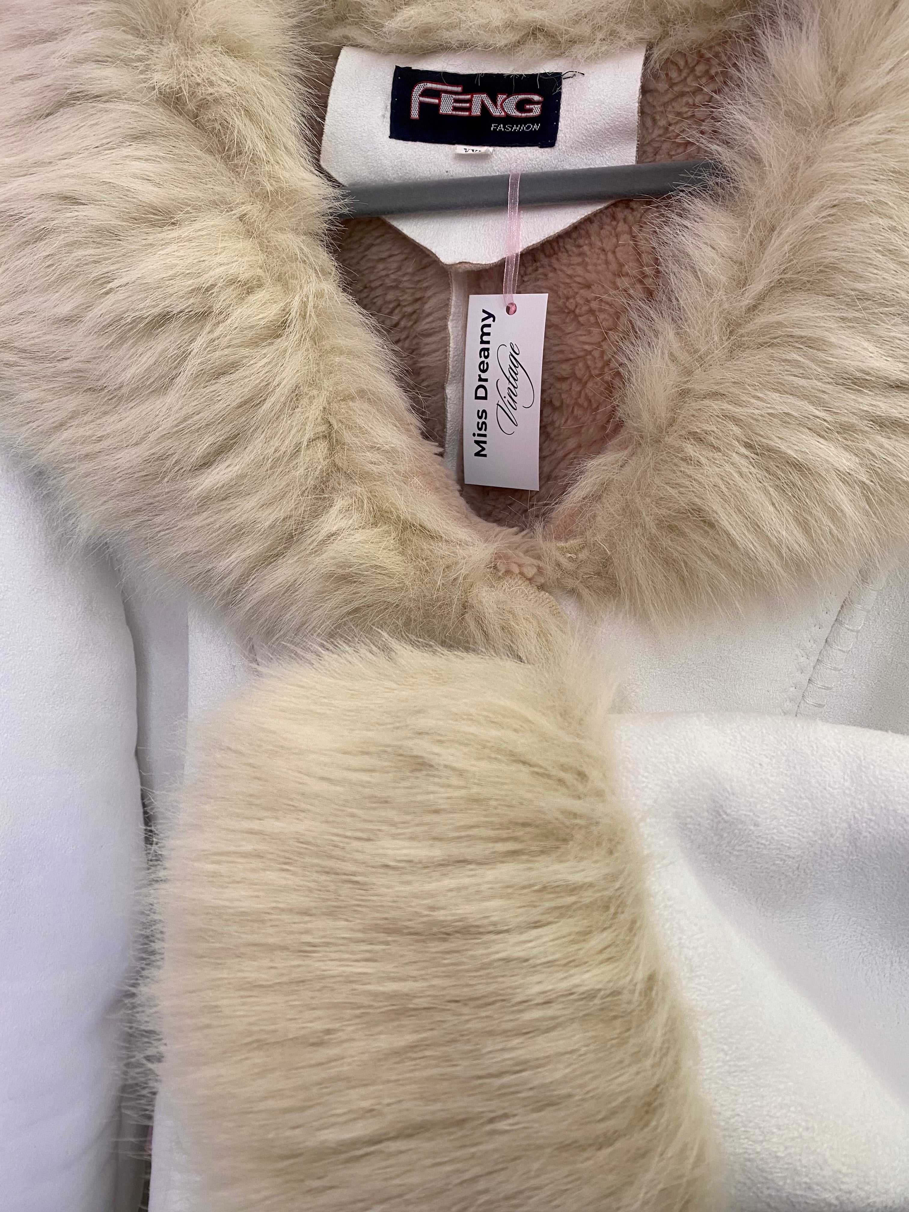 White faux fur jacket