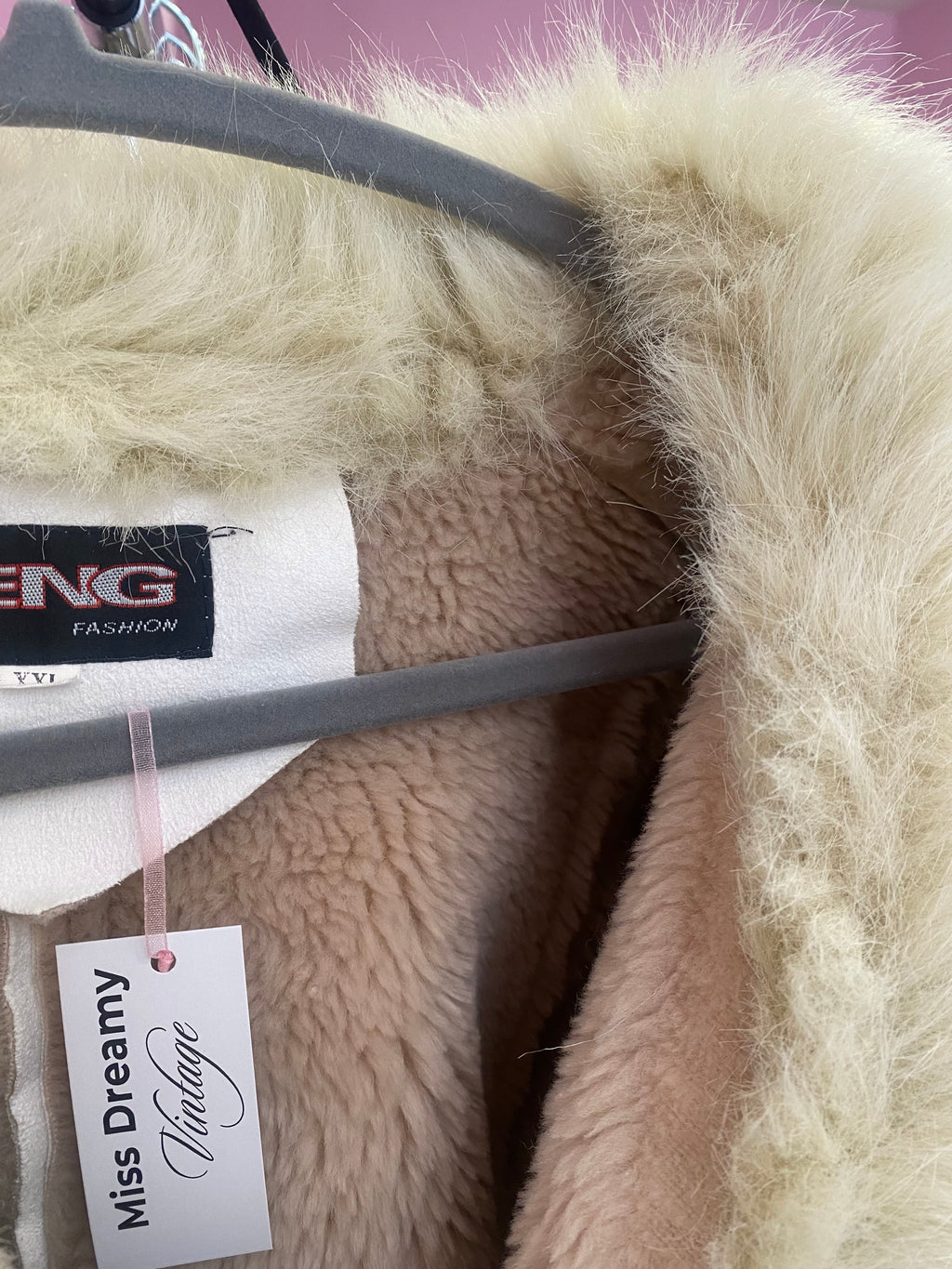 White faux fur jacket