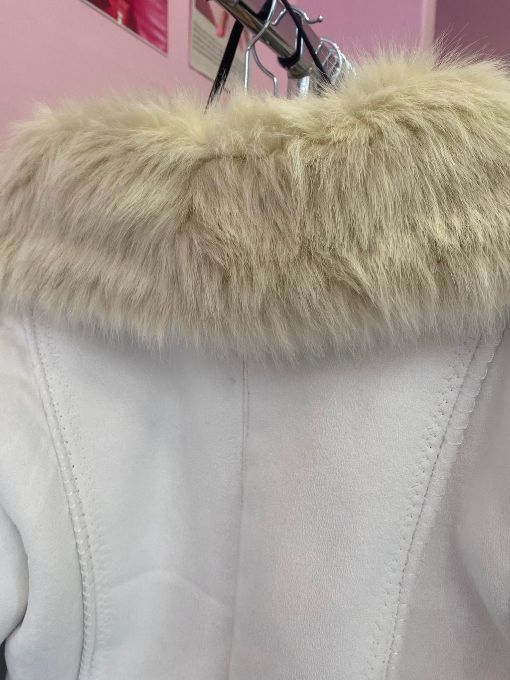 White faux fur jacket