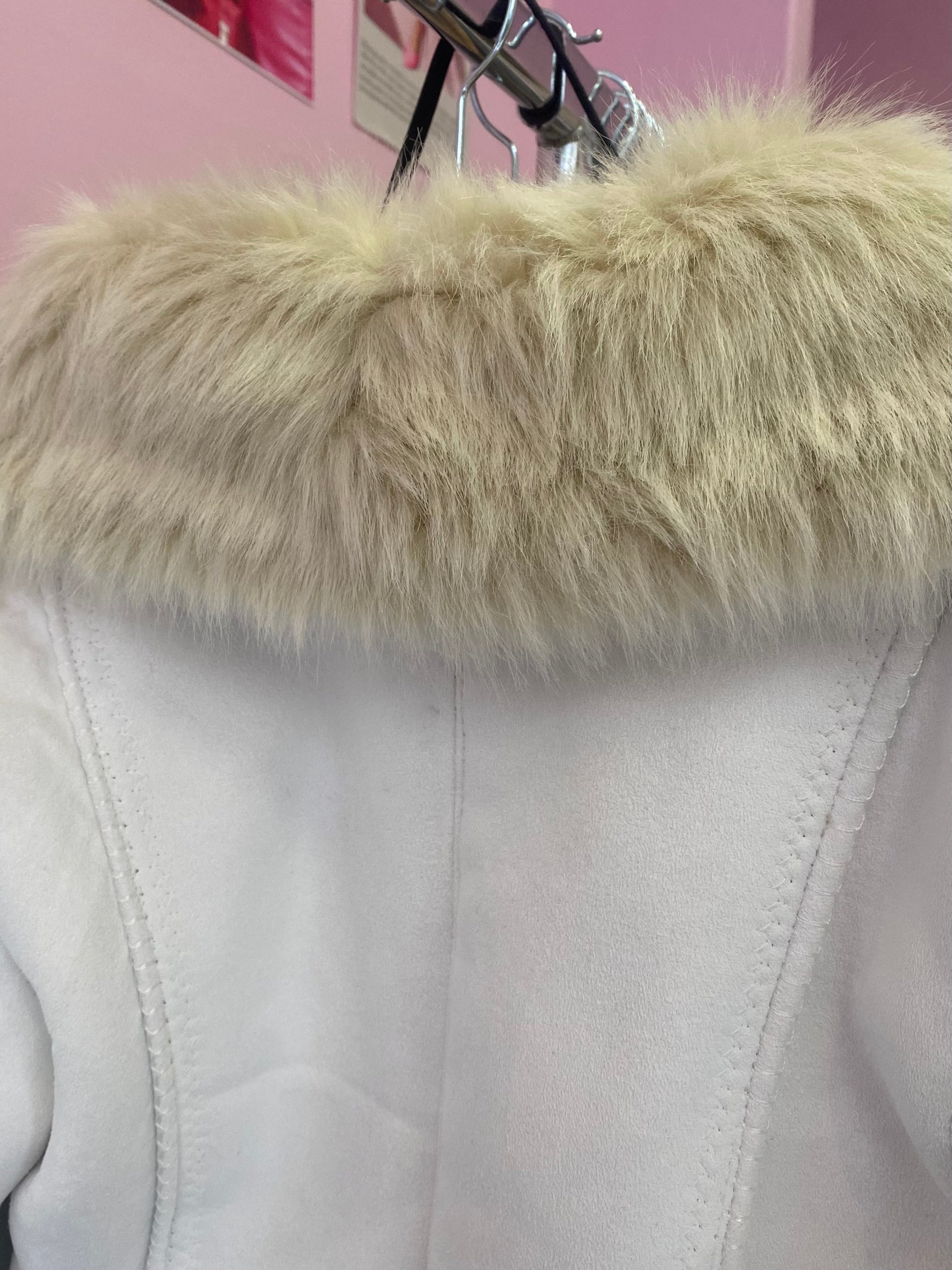 White faux fur jacket