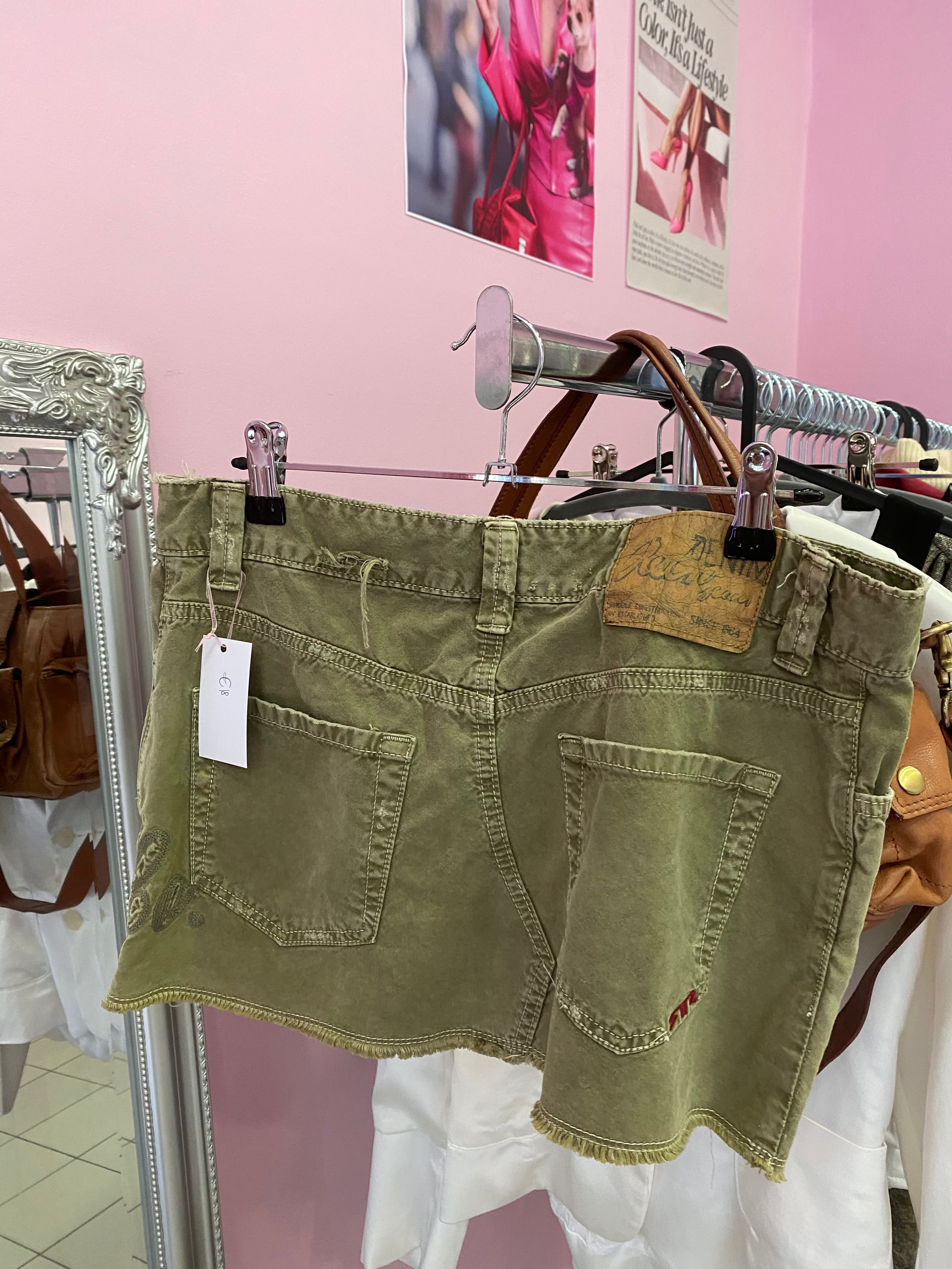 Khaki mini retro skirt